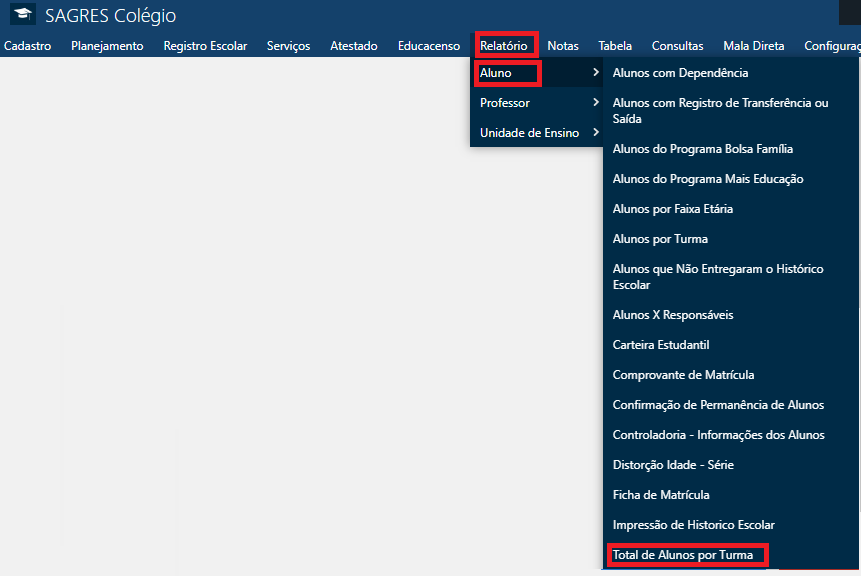 Relatório-Aluno-Total-Alunos-por-Turma-Menu