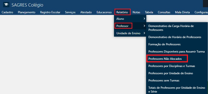 Relatório-Professor-Professores-não-Alocados-Menu