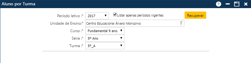 Relátorios-Aluno-Alunos por Turma