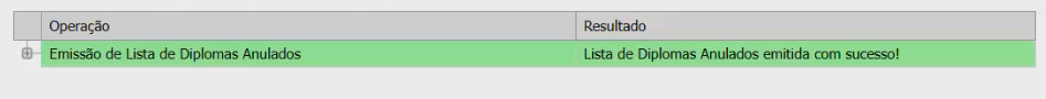 Resultado de operação da emissão - XML emitido com sucesso