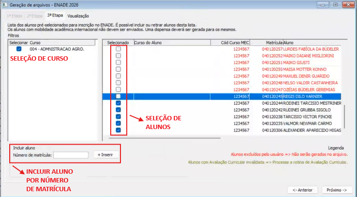 Sagres-Enade-emissao-e-exportacao-de-arquivos-terceira-fase-coluna-selecionado-e-inclusao-por-numero-de-matricula