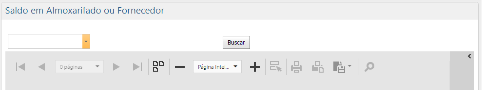 ​​Menu - Relatórios - Saldo em Almoxarif​​ado ou Fornecedor- Tela Principal