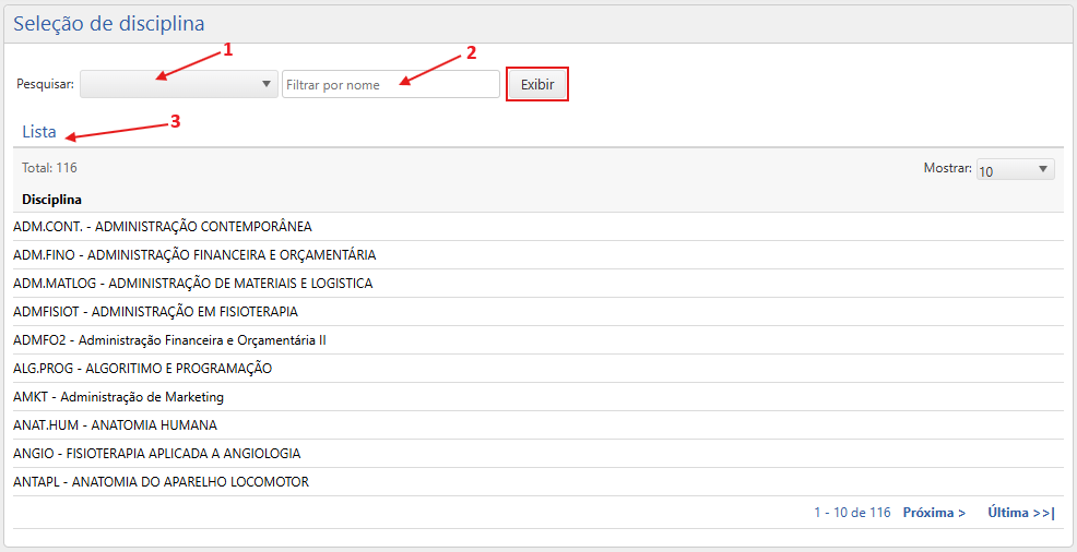 Selecionando-Disciplinas
