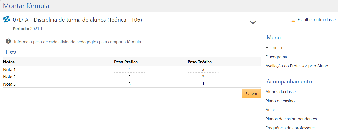 Interface Montar Fórmula