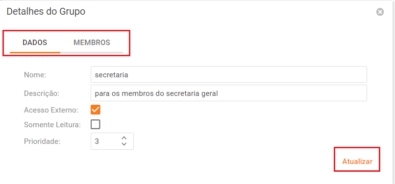 Grupos - Detalhes do grupo