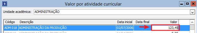 Tabela-ValorporAtividadeCurricular-Interface-ListarAtividades-Valor