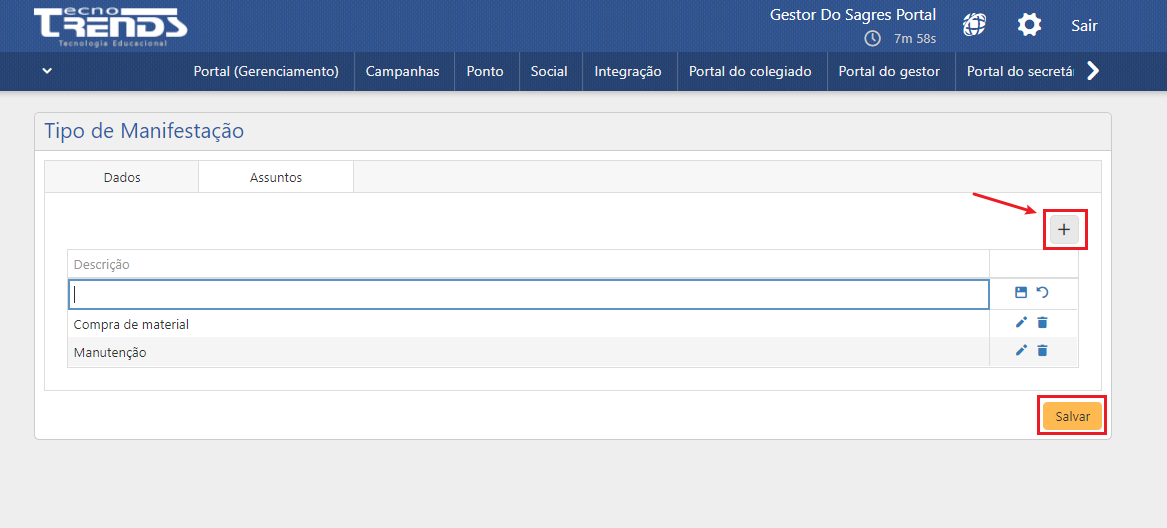 Tipo de Manisfestação - Assunto