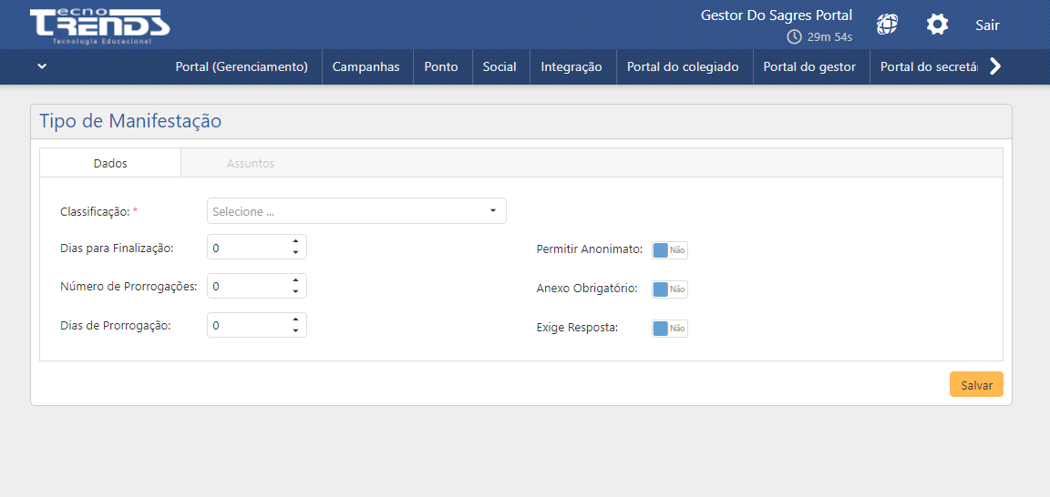 Tipo de Manisfestação