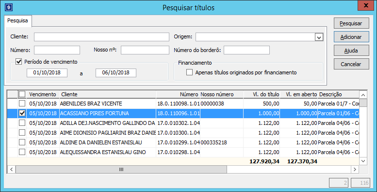 Titulo-Financeiro-Arrecadacao-na-Instituicao-Pesquisar-Filtro-com-clientes
