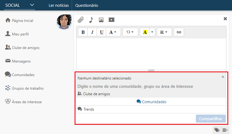 destinatários_página inicial