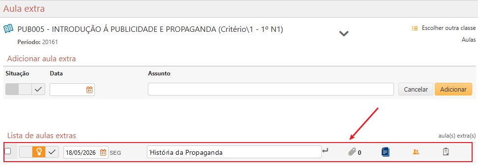 dw-consulta-aulas-lista-cadastrar-aula-extra-aula-cadastrada