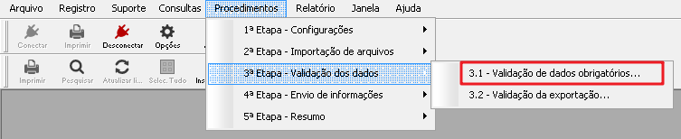 menu de acesso