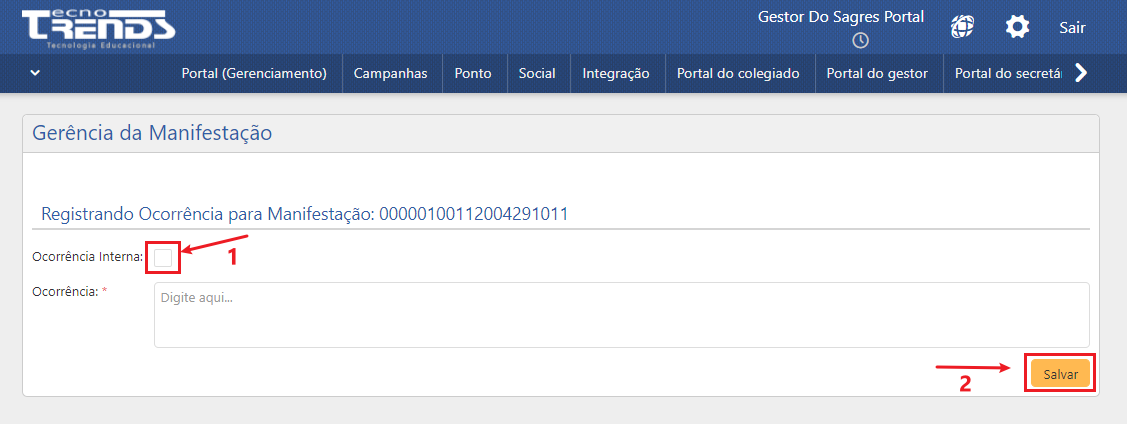 registrando ocorrencia